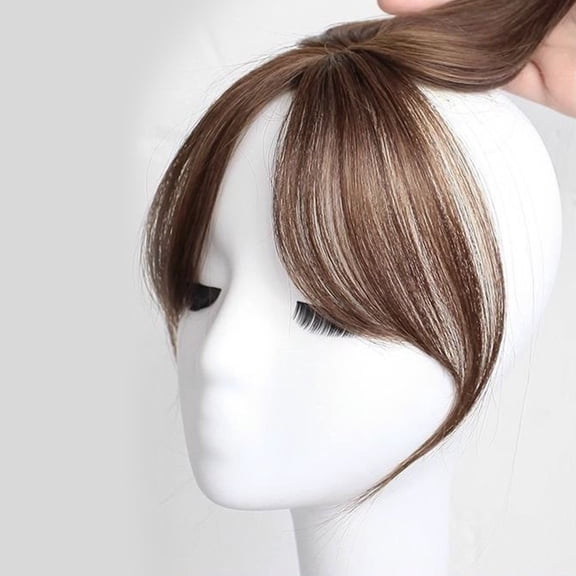 WEIWEIGG Clip In Hair Toppers for Women - Real Human Hair, 3D Side Parted Trimmable Wispy Bangs, Thinning Hair Coverage, Breathable Daily Wear