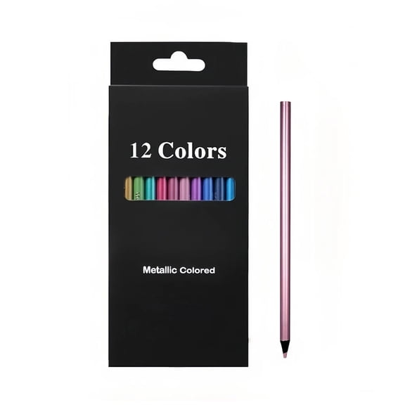 WEIWEIGG Colored Pencils Set, 12 Colors Black Wood with Metal Color, High Saturation And Color Rendering, Must-Have for Art Students And Creative Drawing, Black