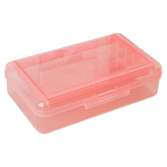 WEIWEIGG Double Layer Plastic Pencil Case, Large Capacity Clear Hard Pen Box with Snap-Tight Lid, Marker Organizer Art Craft Storage Box for Office, Light Blue ,Pink