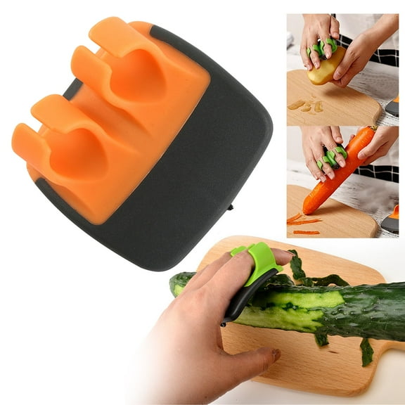 WEIWEIGG Finger-Grip Vegetable Peeler, 304 Stainless Steel Blade with Rubber Rings, Ergonomic Dual-Finger Design for Pumpkins/Carrots/Potatoes