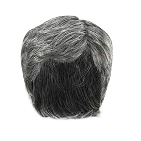 WEIWEIGG Gray Wigs for Men, Heat-Resistant Wig, Natural, Adjustable, Soft Lightweight, Durable Reusable, Easy Styling with Wax, Spray