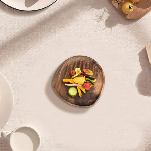 WEIWEIGG Handcrafted Walnut Snack Tray, Irregular Fruit Platter for Fruits/Nuts, Natural Wood Coffee Table Decor with Organic Grain Texture