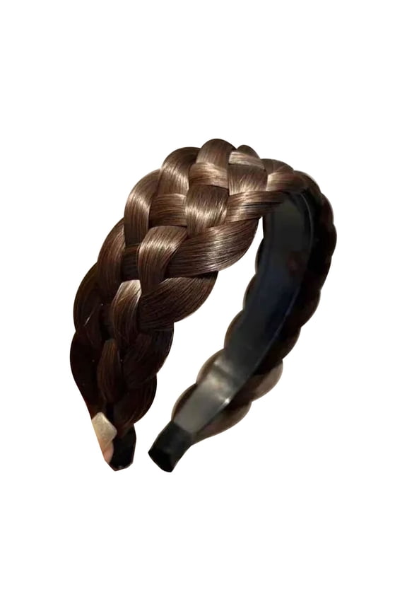 Headbands for Women, Handmade Fishbone Braid Head Hoop, Non Slip Hairband, Widened, Soft Smooth, Suitable for Schoo, Work, Outings Brown