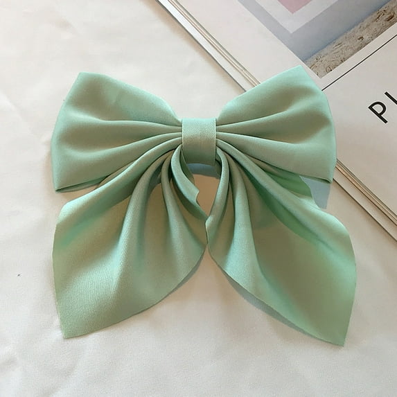 WEIWEIGG Large Vintage Hair Bow Clip, Green Elastic Fabric Barrettes for Women & Girls, Non-Slip Comfort Stretch Hair Accessory
