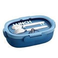 thumbnail image 1 of WEIWEIGG Lunch Box with Spoon&Fork, 28Oz 3 Compartment Sandwich Containers Travel Snack Boxes Dishwasher/Freezer Meal Prep Food Storage Containers,Blue, 1 of 7
