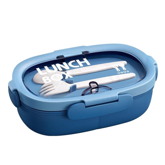 WEIWEIGG Lunch Box with Spoon&Fork, 28Oz 3 Compartment Sandwich Containers Travel Snack Boxes Dishwasher/Freezer Meal Prep Food Storage Containers,Blue