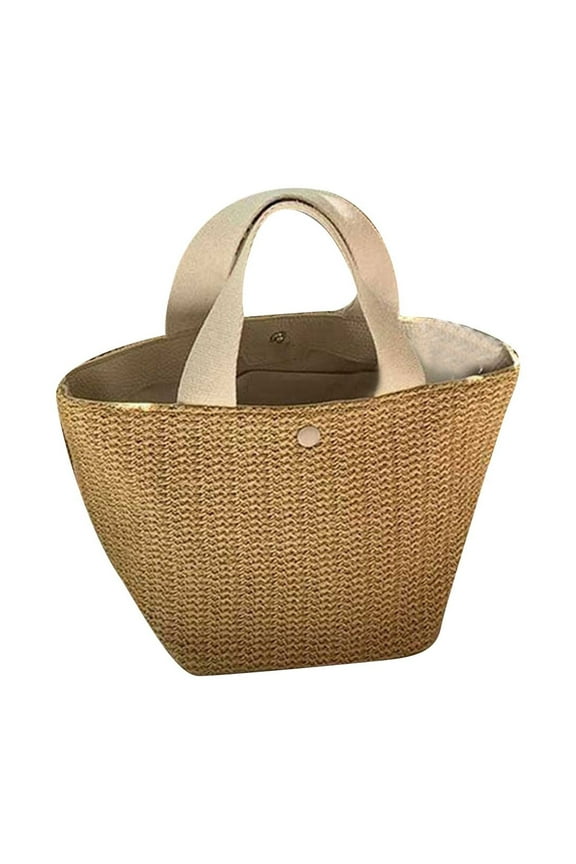 Natural Wicker Beach Bag for Women, Large Capacity Summer Tote, Multipurpose Rattan Shoulder Bag for Travel & Shopping