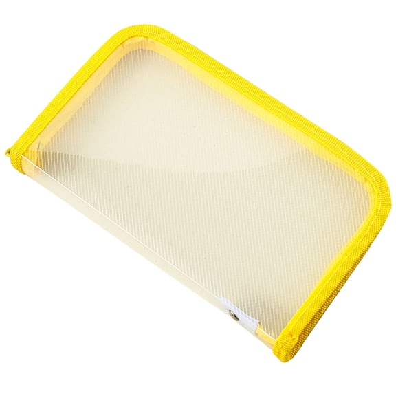 WEIWEIGG Portable Clear File Bag Zippered Closure Storage Pouches Multifunctional Receipt Organiser for School Supplies Clear Textured Document Organiser,Yellow