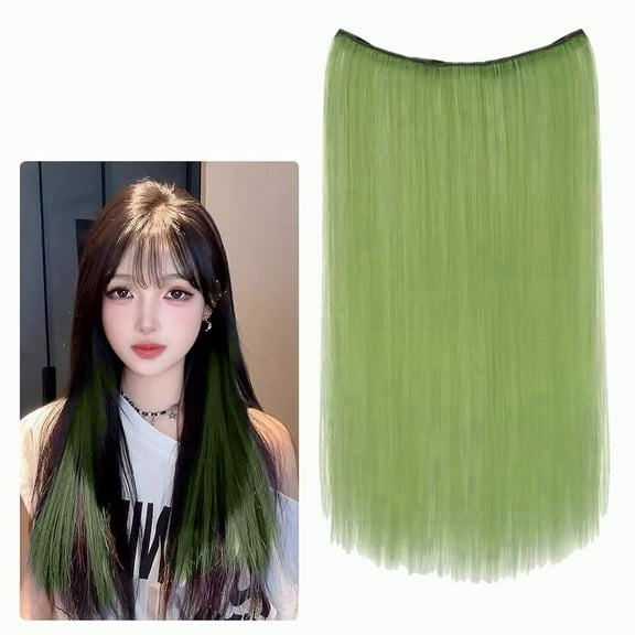 WEIWEIGG Real Human Hair Wire In Extensions - 20 Inch Straight, Secret Fish Line, 2 Clips for Natural Blend, Long Straight Wire In Hair Piece