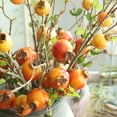 thumbnail image 1 of WEIWEIGG Red Berries Pomegranate Faux Plants Stem Fake Tree Branches with Fruits Leaves Artificial Flowers for Outdoors Home Decor Office Fall Wedding Engagement Party Decorations,Orange, 1 of 5