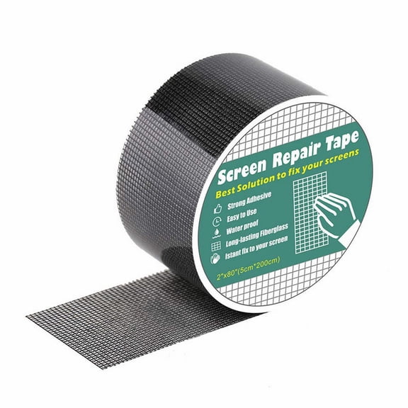 WEIWEIGG Screen Repair Tape – Strong Self-Adhesive Window & Screen Door Repair Kit, Fiberglass Screen Patch 2×80 Inch, Easy Cut And Apply, Indoor-Safe Adhesive, All-Weather,Black
