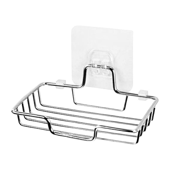 WEIWEIGG Stainless Steel Wall Mount Soap Holder 1-Tier, No Drill Bathroom Shower Caddy with Hooks, Rustproof Soap Dish Rack for Bath Tub, Easy Install Soap Dispenser