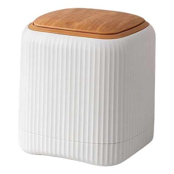WEIWEIGG Trash Can with Lid - Removable Small Garbage Can, Tiny Plastic Trash Bin, Pop up Countertop Wastebasket, Counter Garbage Lint Bin for Bathroom,Office,Kitchen,Desk,Coffee Table,White
