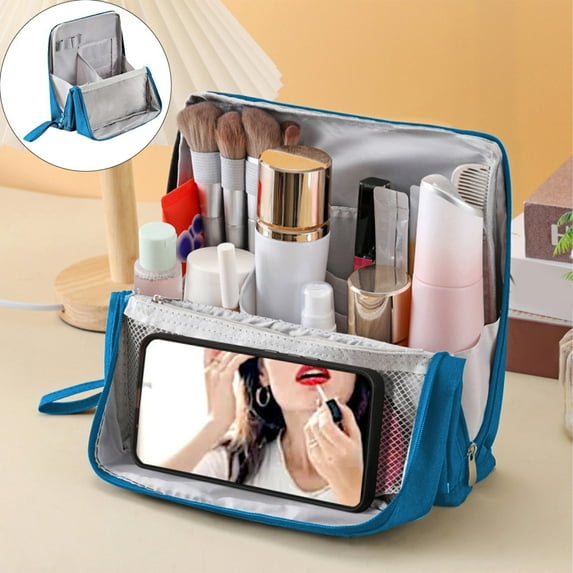 WEIWEIGG Travel Makeup Bag, Large Capacity Cosmetic Bags for Women, Travel Makeup Case Organizer for Travel-Sized Shampoo, Conditioner, Brushes Set, Makeup Accessories