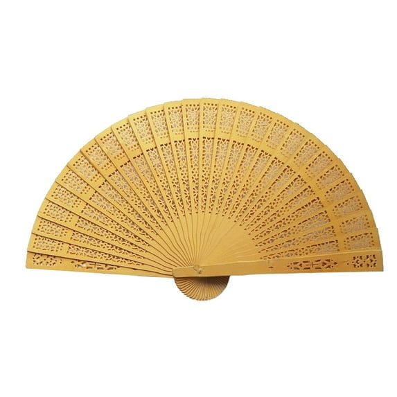 WEIWEIGG Vintage Style Wooden Hand Fan 7.87 Inch, Intricate Floral Carved Folding Fan, Natural Wood, Hand-Painted Artisan Gift for Wedding Party Festival Decoration​​