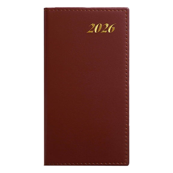 WEIWEIGG Weekly Planner 2026 (3" X 7") Horizontal Layout Notebook 12 Months Academic Calendar & Monthly Tabs, Ideal for Students, Work & Home, Pu Leather,Red