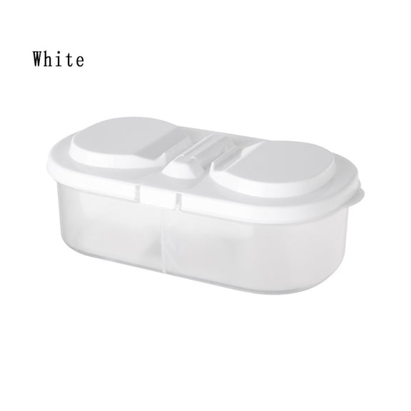 WEIWEIGG White Double Lattice Storage Box(900ml), 2-in-1 Bento Box with Seal Tight Lid, for Ingredients, Snacks, Spices, Lunch, Lightweight, Stackable, 1 Pcs Food Storage Container