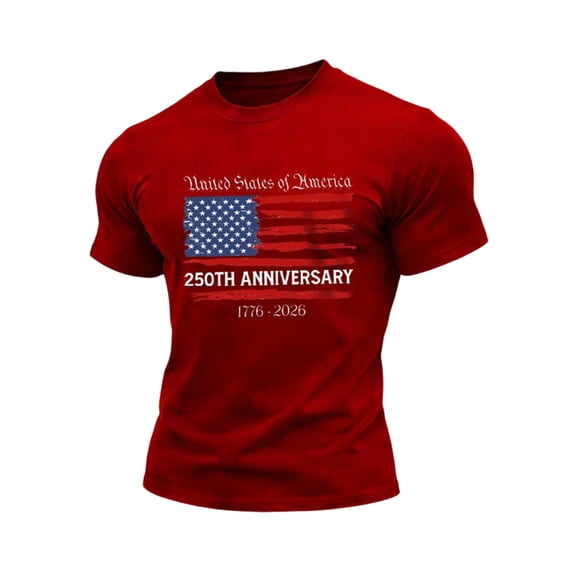 WEIWEN 250th Anniversary 1776-2026 Shirt Men Summer Short Sleeve 4th Of July Tops Fashion Usa Patriotic Tees Mens Graphic T-Shirts Red, XXXXXXL