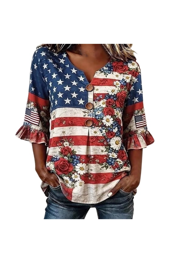 250th Anniversary USA Shirt Womens Tops United States 250th T-Shirts 1776-2026 American Flag Graphic Tee 4 of July Clothing Blue, L