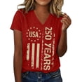 thumbnail image 1 of WEIWEN American Flag Shirts Women 4th of July V Neck Short Sleeve Patriotic T-Shirt for Women Memorial Day Graphic Tee Independence Day Tops Red XXXL, 1 of 5