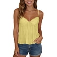 thumbnail image 1 of WEIWEN Tank Tops for Women Lace V Neck Crop Cami Spaghetti Strap Tank Top Summer Cute Flowy Peplum Shirts tx05-Yellow, S, 1 of 2