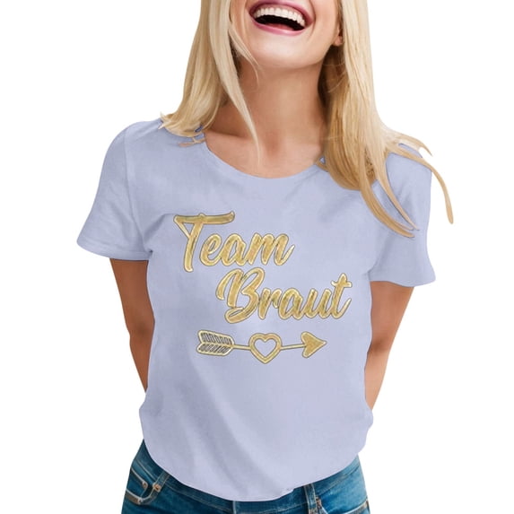 WEIWEN Bride Shirt for Women Team Bride Tshirts Matching Bridal Party Wedding Short Sleeve Tees Light Gray, S