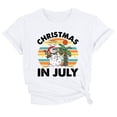 thumbnail image 1 of WEIWEN Christmas In July Tops for Women Trendy 2026 Funny Melting Snowman Surfer Beach T Shirts Womens Summer Outfits Holiday Short Sleeve Graphic Tees White, S, 1 of 5