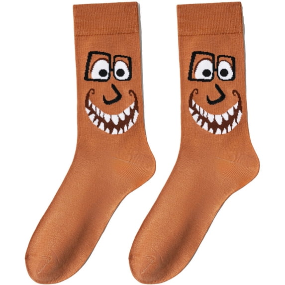 WEIWEN Cool Funny Gag Gifts Halloween Stocking Stuffers for Men Women Graphic Novelty Silly Weird Cotton Crew Socks Brown, One Size
