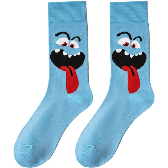 WEIWEN Cool Funny Gag Gifts Halloween Stocking Stuffers for Men Women Graphic Novelty Silly Weird Cotton Crew Socks Light Blue, One Size