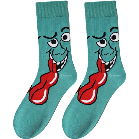 WEIWEN Cool Funny Gag Gifts Halloween Stocking Stuffers for Men Women Graphic Novelty Silly Weird Cotton Crew Socks Mint Green, One Size