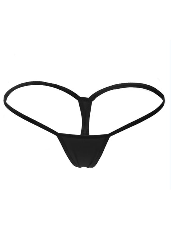 G String Thongs for Women Mini Micro Panties High Cut Underwear Low Rise Tiny T-Back Thong Panty Black, XL