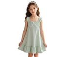 thumbnail image 1 of WEIWEN Girls Nightgowns Pajama Dress Cute Square Neck Ruffle Sleepwear Soft Night Gowns Summer A-Line Flowy Dresses Light Green, 5-6 Years, 1 of 5