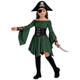 thumbnail image 1 of WEIWEN Girls Pirate Dresses Peasant Off the Shoulder Bell Sleeve Fairy Dress Kids Irregular Hem Ruffled Sundress Renaissance Green, 10-11 Years, 1 of 8