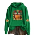 thumbnail image 1 of WEIWEN Halloween Hoodies for Women Lightweight Pumpkin Maple Leaf Graphic Halloween Sweatshirt for Women Thanksgiving Outfit Hooded Tops Womens Fall Fashion Clothing Dark Green, S, 1 of 3