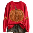 thumbnail image 1 of WEIWEN Halloween Sweatshirt for Women Fashion Maple Leaf Pumpkin Print Fall Outfits for Women Long Sleeve Going Out Tops Dressy Casual Thanksgiving Sweaters Women's Clothing S, 1 of 5