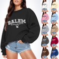 thumbnail image 1 of WEIWEN Halloween Sweatshirt for Women Funny Pumpkin Long Sleeve Fall Shirts Salem Massachusetts EST 1626 Outfits Women's Fall Fashion Clothing Light Blue, XL, 1 of 5