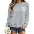 thumbnail image 1 of WEIWEN Halloween Sweatshirts for Women Dressy Casual Skull Printed Crewneck Long Sleeve Fall Outfits 2026 Trendy Halloween Sweaters for Women Fashion Clothing Womens Tops Grey, L, 1 of 4