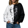 thumbnail image 1 of WEIWEN Halloween Sweatshirts for Women Funny Dancing Skeleton Printed Long Sleeve Fall Sweaters Halloween Clothes for Women Spooky Season Outfits Going Out Tops Women's Clothing White, M, 1 of 6