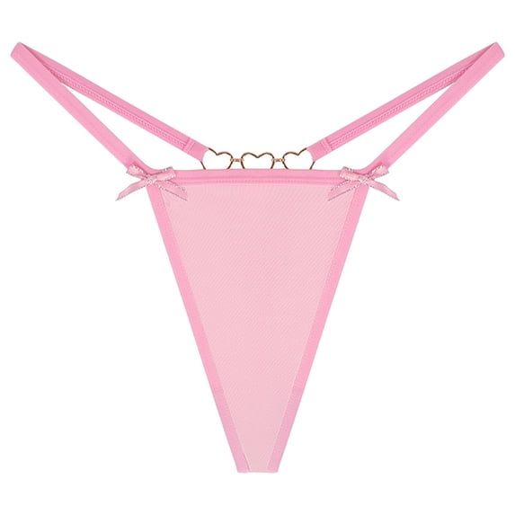 WEIWEN Heart Shape Chain Bikini G String Thongs for Women T Back Panties Seamless Underwear for Women Briefs Pink, XS