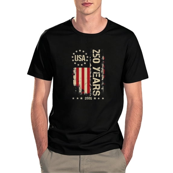 WEIWEN Mens 4th of July T Shirts Big and Tall Casual 250 Anniversary USA Tshirts Shirts for Men 250th American 250 Years 4th July 2026 T-Shirts Man Clothing Black, M