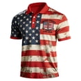 thumbnail image 1 of WEIWEN Patriotic American Flag Polo Shirt for Men Big and Tall American 250th Anniversary 1776 2026 Polo Shirt for 4th of July Gifts Red L, 1 of 3