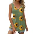 thumbnail image 1 of WEIWEN Summer Tank Tops for Women Loose Fit Floral Printed V Neck Workout Tank Top Sleeveless Vest Shirts Fashion Clothing Army Green, L, 1 of 4