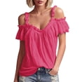 thumbnail image 1 of WEIWEN T Shirts for Women Plus Size Graphic Tee Dressy Casual Cotton Linen Top Loose Fit V Neck Short Sleeve Summer Blouse RD3, XXL, 1 of 5