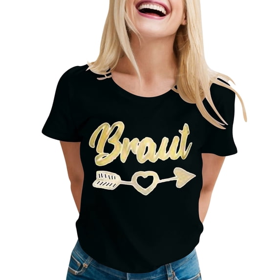 WEIWEN Team Bride Shirts for Women Bride Tees Party Tee Shirts Bridesmaid Tops Outfits for Bride Clothes Black, XL