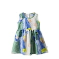 thumbnail image 1 of WEIWEN Toddler Girls Dresses Cute Flower Little Girl Sleeveless Summer Princess Dress Cotton Casual Beach Sundress 2 3 4 5 6 7 8 9T Dark Green, 6-7 Years, 1 of 3
