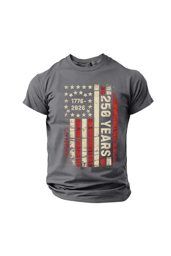 USA T Shirts for Man Big and Tall XS-6XL, Men's 4th of July Flag Printed Short Sleeve Patriotic T-Shirts Men Fashion Oversized Tshirts Tops Dark Gray, XXXL