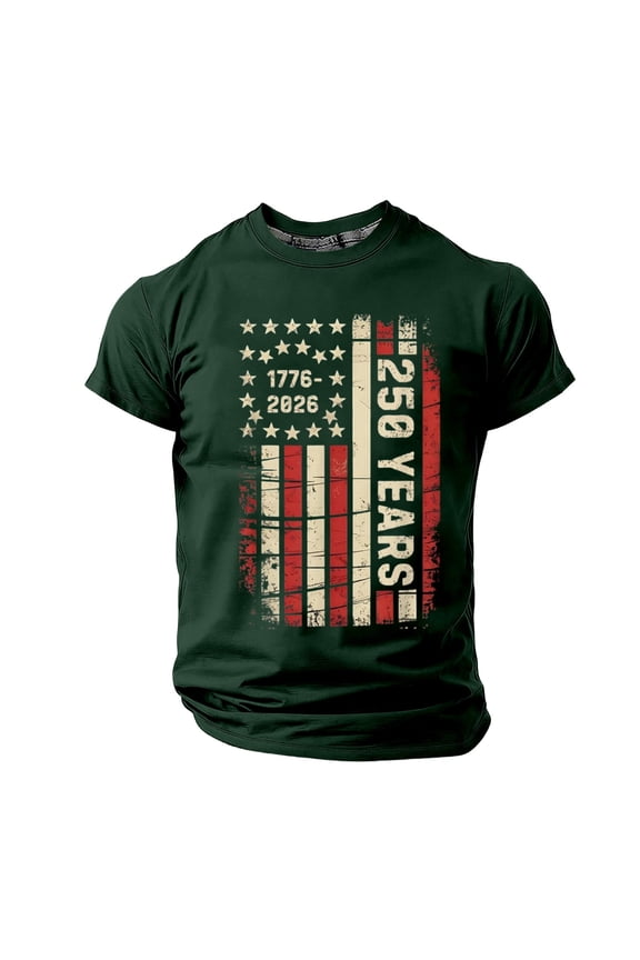 USA T Shirts for Man Big and Tall XS-6XL, Men's 4th of July Flag Printed Short Sleeve Patriotic T-Shirts Men Fashion Oversized Tshirts Tops Dark Green, XXXXXL