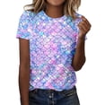 thumbnail image 1 of WEIWEN Women's Crew Neck Short Sleeve Tshirts Graphic Tees Summer Casual T-Shirts Outdoor Active Basic Tops Womens T Shirts (Purple, L), 1 of 4