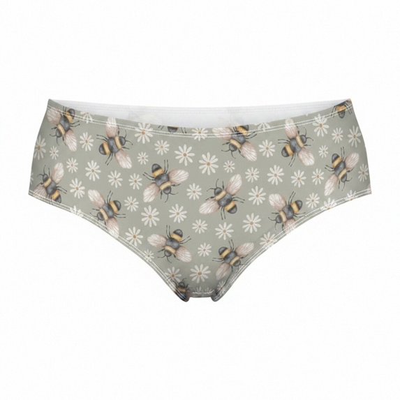 WEIWEN Women's Underwear Soft Breathable Printed Seamless Full Coverage Bikini Hipster Cheeky Panties for Women Low Rise Classic Briefs #05-Grey, L