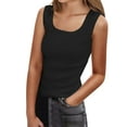 thumbnail image 1 of WEIWEN Womens Summer Tank Tops Dressy Casual Crew Neck Sleeveless Ribbed Tank Tops for Women Slim Fitted Black Workout Basic Tee Shirts Black, XL, 1 of 5